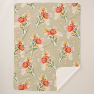 Hübsche Blume der Aquarelltöne auf Sherpa-Decken Sherpadecke