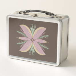 Hübsche Blume Doodle Pink und Brown Illustration Metall Brotdose