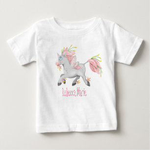 Hübsche Blume Einhorn mit Orchideen Baby T-shirt