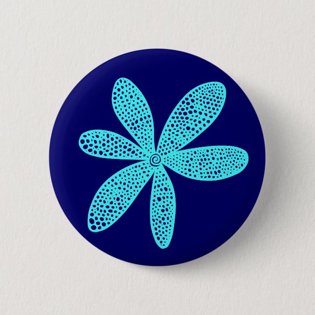 Hübsche Blume - Eisblau auf Deep Navy Button (Vorderseite)