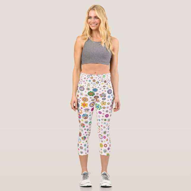 Hübsche Blume - farbige Capri Leggings (Vorderseite)