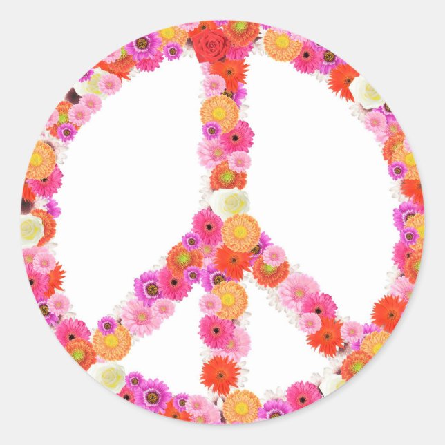 Hübsche Blume - Friedenszeichen Runder Aufkleber (Vorderseite)