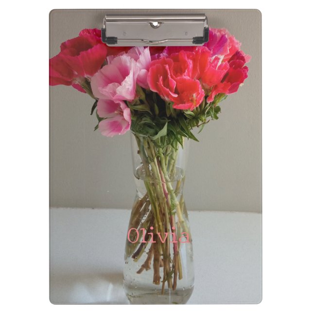 Hübsche Blume für Februar Foto+Individuelle Name Klemmbrett (Vorderseite)