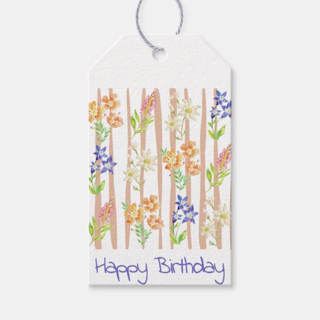 Hübsche Blume Geburtstagsgifttag Geschenkanhänger (Vorderseite)