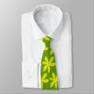 Hübsche Blume - Gelb auf Avocado Green Krawatte