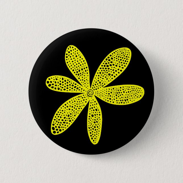 Hübsche Blume - Gelb in Schwarz Button (Vorderseite)