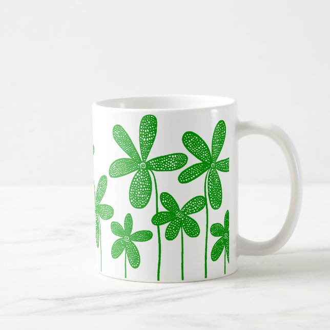 Hübsche Blume - Grün Kaffeetasse (Rechts)
