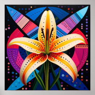Hübsche Blume in abstrakten Formen Lilie Poster
