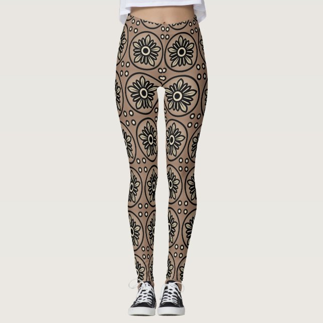 Hübsche Blume in Brauntönen Leggings (Vorderseite)