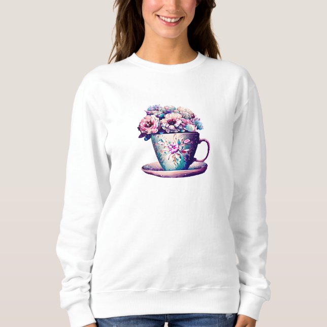 Hübsche Blume in der Teacup-China Sweatshirt (Vorderseite)