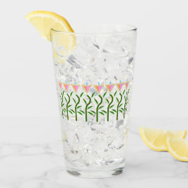 Hübsche Blume in Rosa und Minze Glas