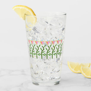 Hübsche Blume in Rosa und Minze Glas