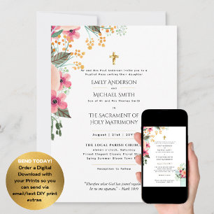 Hübsche Blume Katholische Hochzeit der Hochzeit de Einladung