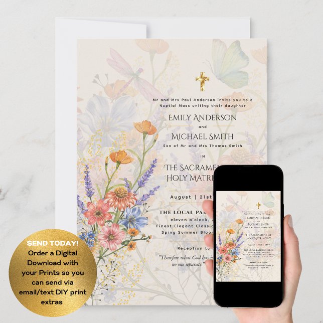 Hübsche Blume Katholische Hochzeit der Hochzeit de Einladung (Von Creator hochgeladen)