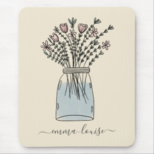 Hübsche Blume Mason Jar Handschrift Monogramm Mousepad