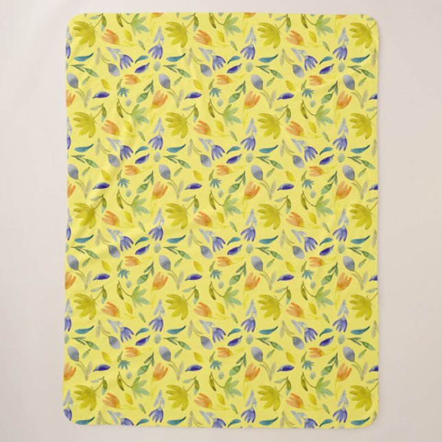 Hübsche Blume mit benutzerdefiniertem gelben Hinte Sherpadecke (Vorderseite)