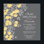 Hübsche Blume Modernes Graues und Gelbes Brautpart Einladung<br><div class="desc">Moderne Blume Braudusche mit hübschen und dunkelgelben Blumen Set auf einem schicken und stilvollen kohlegrauen Hintergrund. Dreh unsere whimsical & fun Polterabend Einladung zu einem passenden Rücken für eine besondere Touch. Ideal für ein blumengeschmücktes Frühlings-Brautparty, Sommer-Brautparty, Herbst oder Winter-Brautparty und ist in unserem Shop in einer großen Auswahl an beliebten...</div>
