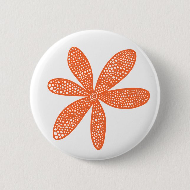 Hübsche Blume - Orange im Herbst auf Weiß Button (Vorderseite)