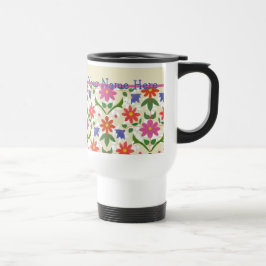 Hübsche Blume, Polka Dots auf Ecru Reisen Umarmung Reisebecher