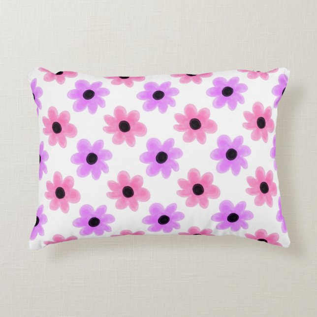 Hübsche Blume, rosa und lila Dekokissen (Vorderseite)