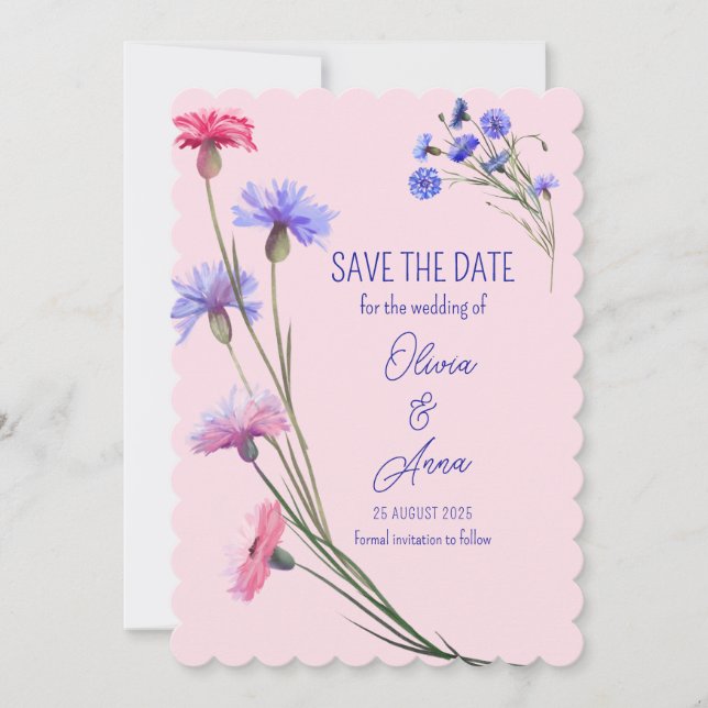 Hübsche Blume rosa und Lila Save The Date (Vorderseite)