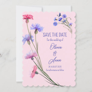 Hübsche Blume rosa und Lila Save The Date