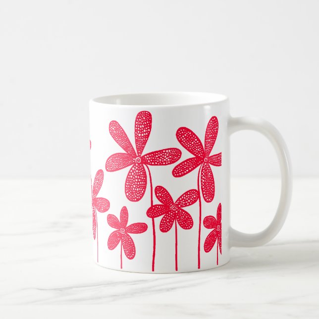 Hübsche Blume - Rot Tasse (Rechts)