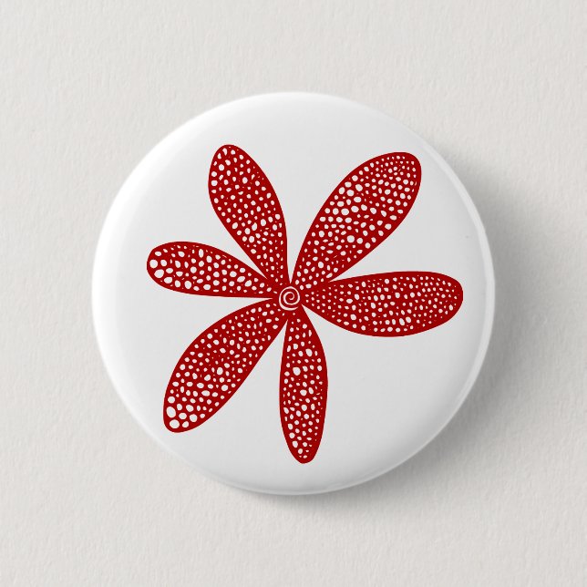 Hübsche Blume - Ruby Red on White Button (Vorderseite)