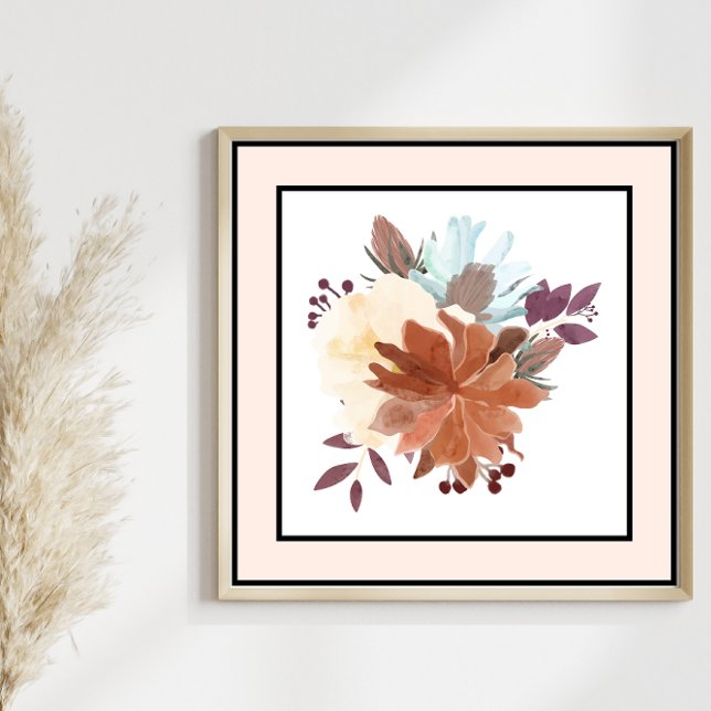 Hübsche Blume Schwarze Linien Rosa Grenze Poster (Von Creator hochgeladen)