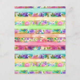 Hübsche Blume Streifen Wasserfarben Handfarbe Postkarte
