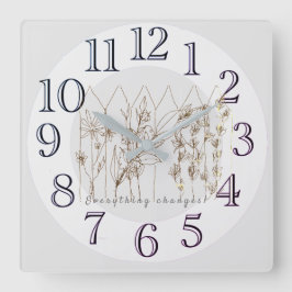 Hübsche Blume Sweet Garden Quadratische Wanduhr