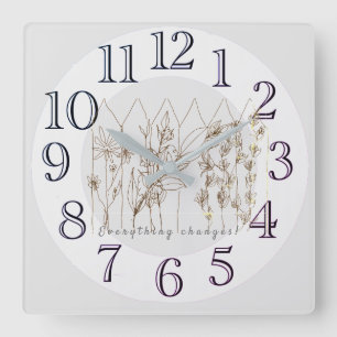 Hübsche Blume Sweet Garden Quadratische Wanduhr