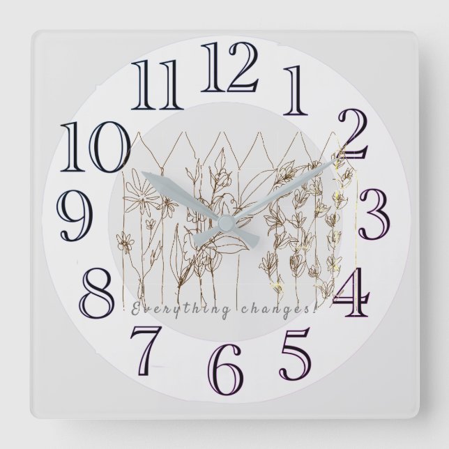 Hübsche Blume Sweet Garden Quadratische Wanduhr (Vorderseite)
