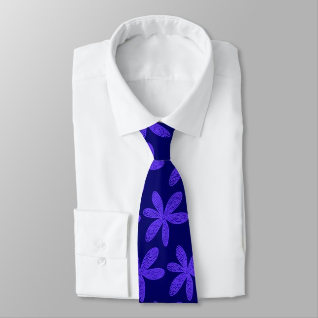Hübsche Blume - tiefe azurblauer auf Deep Navy Blu Krawatte (Gebunden)