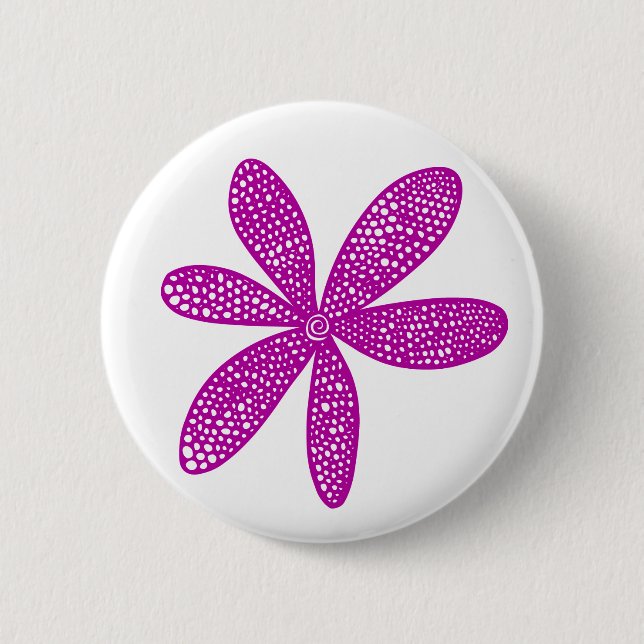 Hübsche Blume - Tiefe Violette auf Weiß Button (Vorderseite)