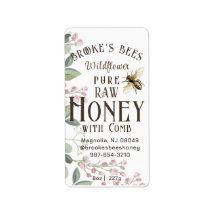 Hübsche Blume und Bienenhonig mit Comb-Label