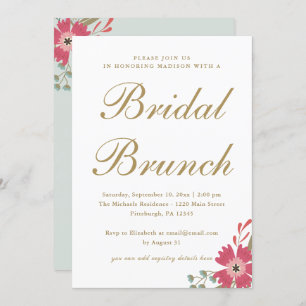 Hübsche Blume und Minze Green Bridal Brunch Einladung