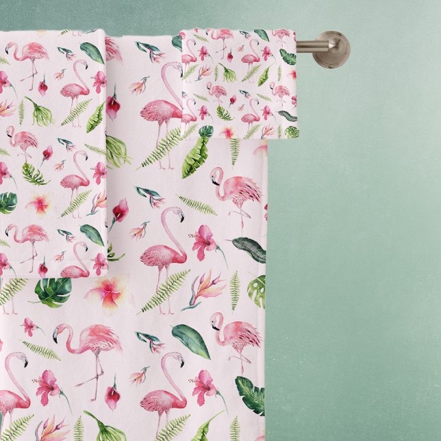 Hübsche Blume und rosa Flamingo Badhandtuch Set (Von Creator hochgeladen)