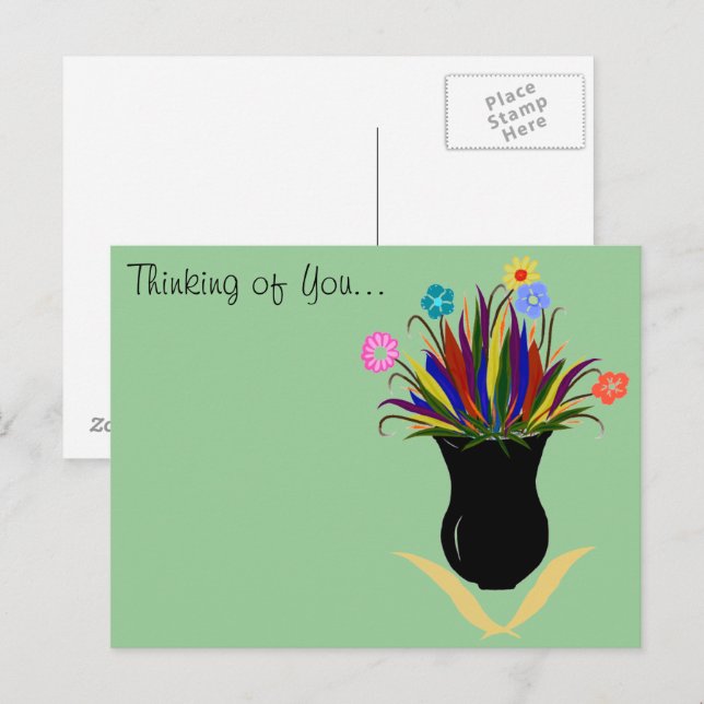 Hübsche Blume Vase Denken Sie an Sie Postkarte (Vorne/Hinten)