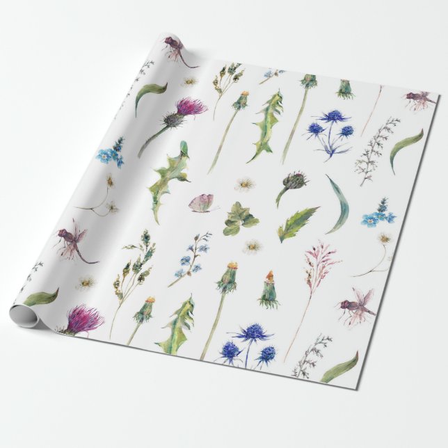 Hübsche Blume Verdunkelung des Dragonfly-Designs Geschenkpapier (Ungerollt)