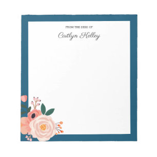 Hübsche Blume vom Schreibtisch aus Personalisiert Notizblock