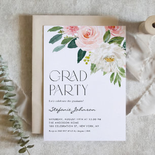 Hübsche Blume Wasserfarbe Garden Graduierungsparty Einladung