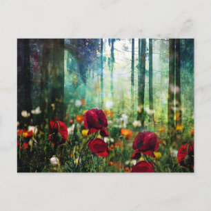 Hübsche Blume Wiese im Fantasy-Wald Postkarte