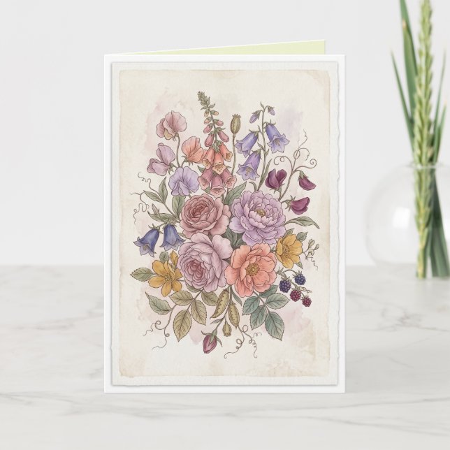 Hübsche Blumen Boho Folk Blanko-Karte Karte (Vorderseite)