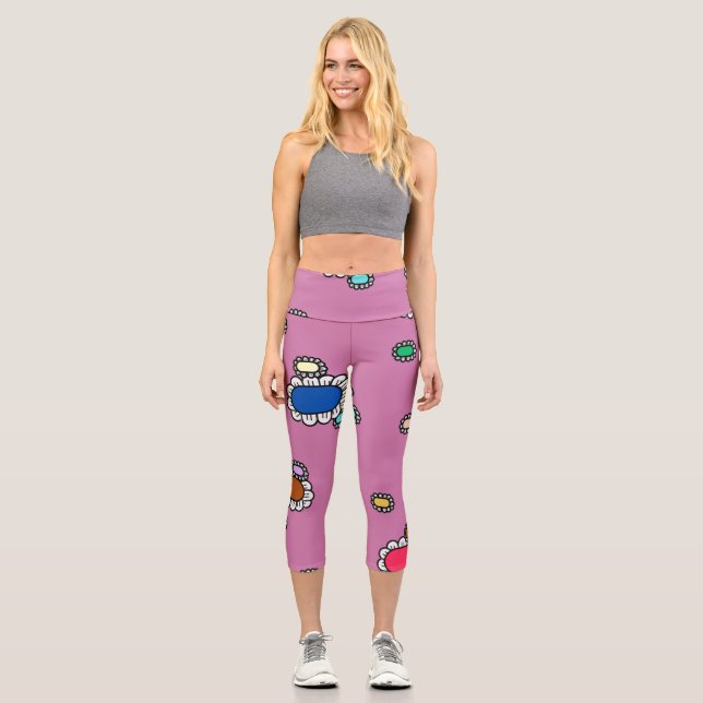 hübsche Blumen  Capri Leggings (Vorderseite)