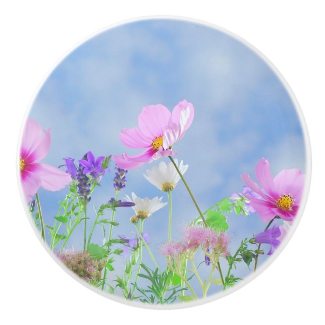 Hübsche Blumen-empfindliche Farben Keramikknauf (Vorderseite)