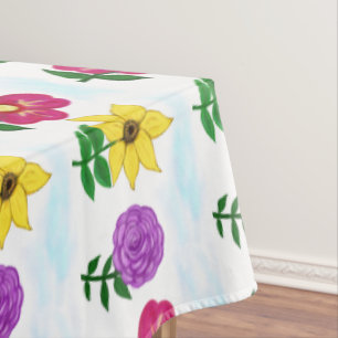 Hübsche Blumen Gelb Lila Rosa Tischdecke