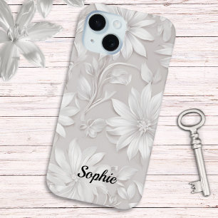 Hübsche Blumen Gemustert Weiß Elegant Chic Case-Mate iPhone Hülle