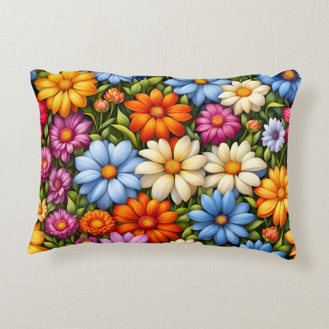 Hübsche Blumen, hell gefärbt, Dekokissen (Rückseite)