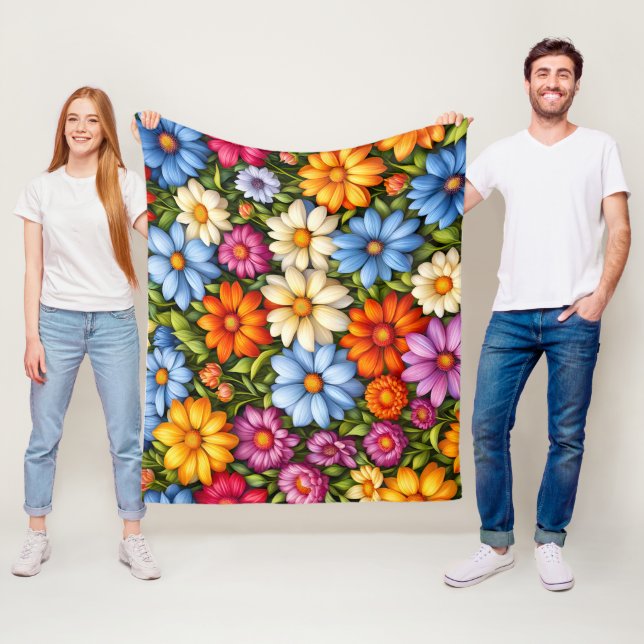 Hübsche Blumen, hell gefärbt Fleecedecke (Beispiel)